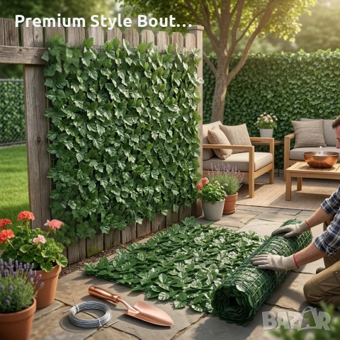 Изкуствен жив плет "Бръшлян" на ролка – Ограда за уединение и декорация, 0,5 х 5 м