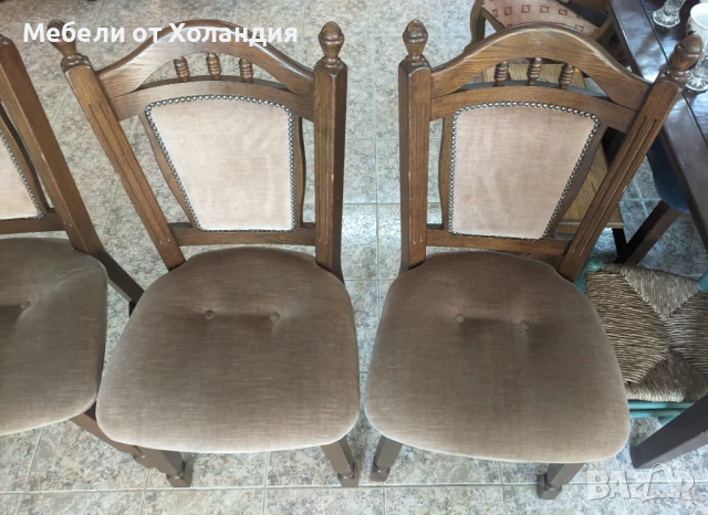 4 дъбови стола с дамаска, снимка 3 - Столове - 50999504