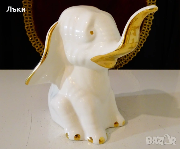 Порцеланова фигура Слон,злато,Западна Германия. , снимка 2 - Статуетки - 54093098