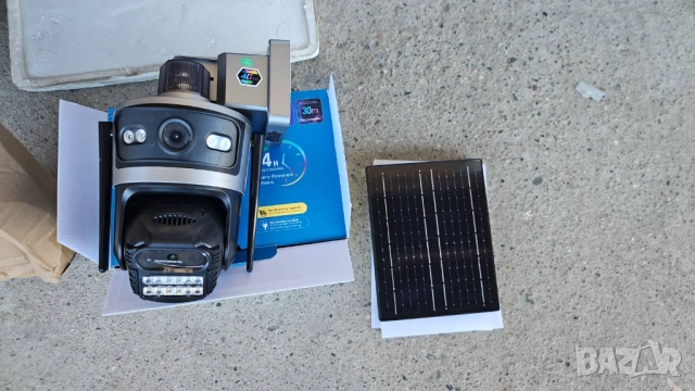Двойна соларна безжична въртяща камера TQ11 ICSee 4G 12MP iCSee сим карта, снимка 6 - Други - 53826675