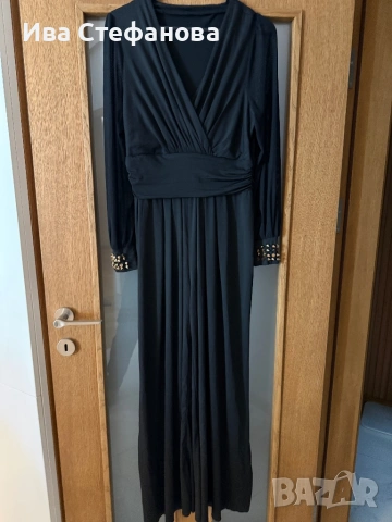 Нов черен елегантен дълъг парти еластичен гащеризон , снимка 5 - Гащеризони - 50070867