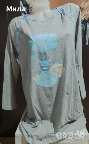 Нощница за бременни/кърмачки дълъг ръкав , снимка 5 - Дрехи за бременни - 51091202