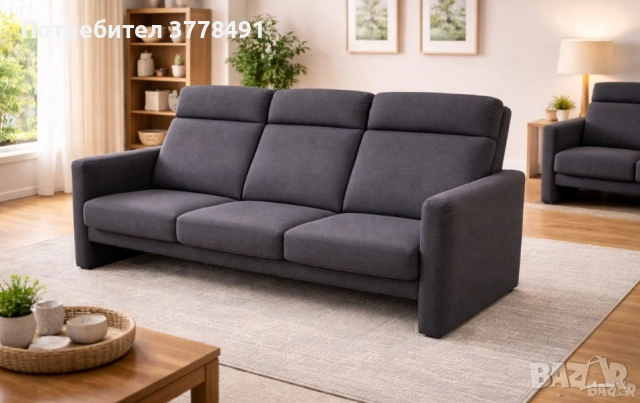 Комплект от два тъмносиви диванa, снимка 2 - Дивани и мека мебел - 54187101