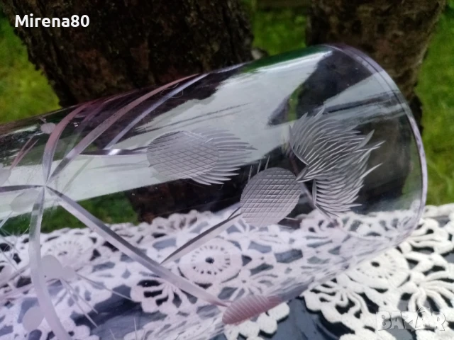 Лилава кристална ваза, снимка 6 - Вази - 50442529