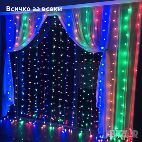 Коледна завеса от лампички  , снимка 9 - Декорация за дома - 45496066