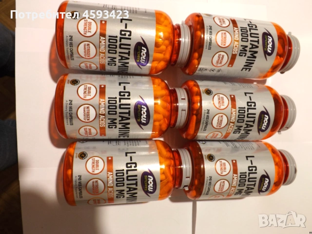 "now foods l-glutamine глутамин 1000mg 240 капсули годност до 09 2026"