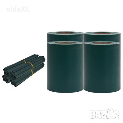 vidaXL Ленти за покриване на огради 4 бр PVC 35x0,19 м зелен мат(SKU:147870