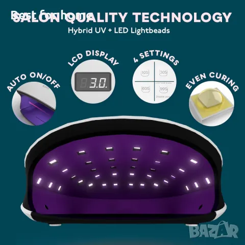 Професионална лампа за маникюр и педикюр SUN4 48W UV LED, снимка 2 - Продукти за маникюр - 48486487