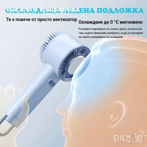 Преносим мини вентилатор 3в1 с полупроводниково охлаждане и леден компрес, 3 скорости, акумулаторна , снимка 3 - Вентилатори - 54167789