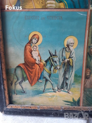 Много стара рядка руска икона литография в рамка, снимка 3 - Антикварни и старинни предмети - 53394308