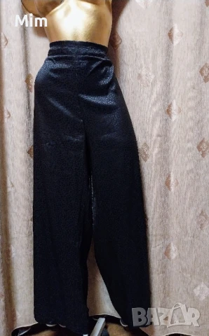 3XL Черен сатенен панталон за едра дама 