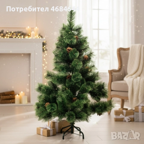 Елха естествено зелена с шишарки, снимка 3 - Декорация за дома - 52818095