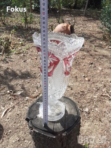 Голяма кристална ваза Бохемия, снимка 5 - Антикварни и старинни предмети - 50919191