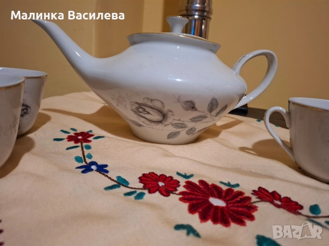 Чайник с три чаши , снимка 8 - Чаши - 52306027