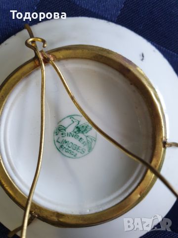 Порцеланова чинийка Singer Limoges  с богата позлата, снимка 3 - Чинии - 45706954