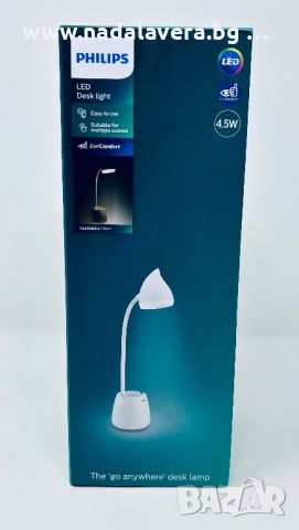 Led настолна лампа Philips HAT, 4,5W, Димируема, 3000/4000/5700K, 80lm, 5V, USB, Бял, снимка 1 - Лед осветление - 46204604