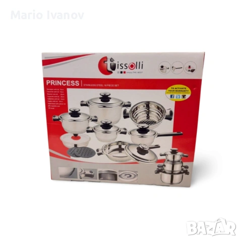 Комплект съдове за готвене Tissolli 16 Pc Princess, снимка 4 - Съдове за готвене - 53019336