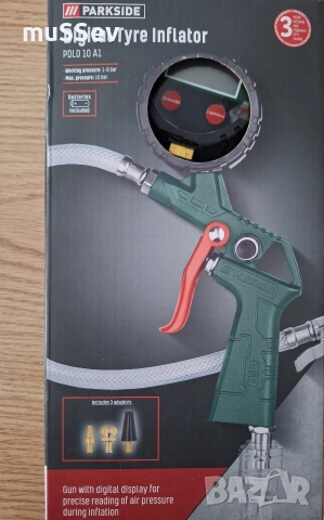дигитална приставка за помпане на гуми на Парксайд 