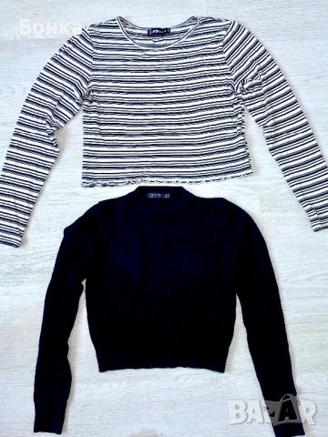 Два чифта дънки С размер + две блузи С размер , снимка 5 - Блузи с дълъг ръкав и пуловери - 45238046