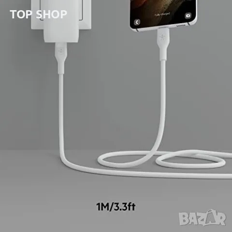 Нови Belkin 2 броя силиконови USB C кабели за зареждане черен и бял телефон Samsung Galaxy MacBook, снимка 2 - Друга електроника - 49509730