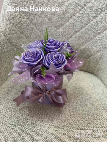 Ръчно изработена кутия със сатенени рози , снимка 7 - Декорация за дома - 53434808