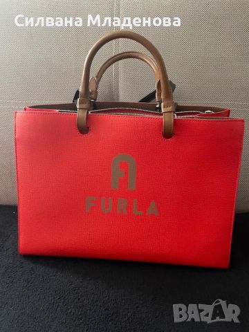 Червена чанта Furla, снимка 1 - Чанти - 45528097