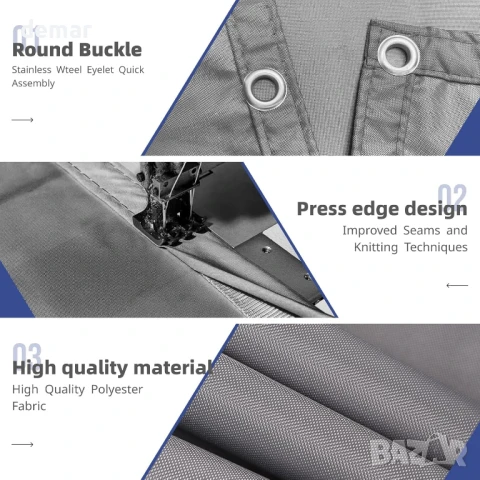 IOAOI Сенник за сянка, водоустойчив, 3x4x5M правоъгълен триъгълник, 95% UV защита, тъмносив, снимка 3 - Други стоки за дома - 50950385