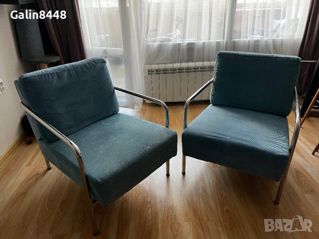 Дизайнерски ретро фотьойли от Холандия - метална конструкция, снимка 2 - Дивани и мека мебел - 53861302