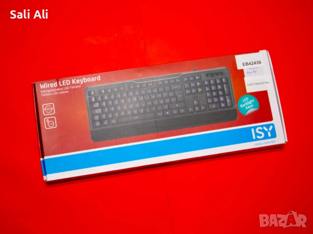 ISY IKE-5000-BE жична AZERTY клавиатура с LED подсветка USB нова, снимка 2 - Клавиатури и мишки - 51802612