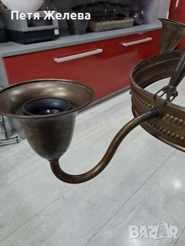 Стари месингови полилей, снимка 2 - Антикварни и старинни предмети - 53326013