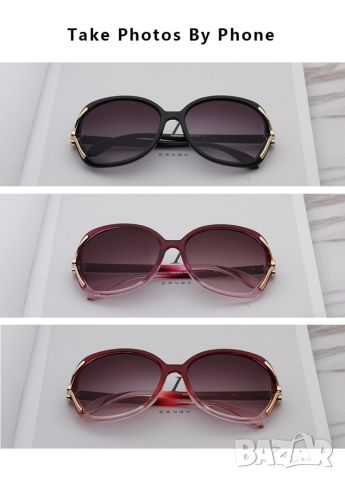 дамски слънчеви очила с овални стъкла и декорация на рамката.Вариант 1: C1 black(черен);, снимка 7 - Слънчеви и диоптрични очила - 45840284