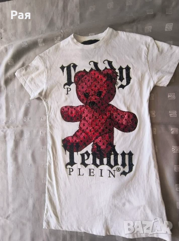 Филип Плейн Рокля тип тениска Teddy Plein с кристална украса, снимка 14 - Рокли - 50892754