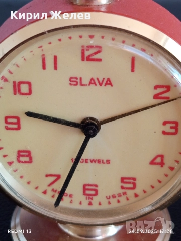 Винтидж механичен будилник СЛАВА СССР рядък за КОЛЕКЦИОНЕРИ 51348, снимка 2 - Антикварни и старинни предмети - 51823789