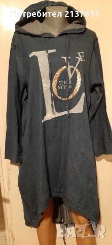 ДАМСКА ДЪНКОВА РОКЛЯ С КАЧУЛКА - Размер XXL 