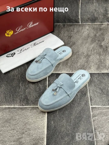 Loro Piana Дамски Сини Затворени Чехли Естествен Велур Лоро Пиана Код E641