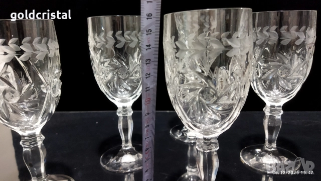 кристални чаши за вино , снимка 3 - Антикварни и старинни предмети - 28429063