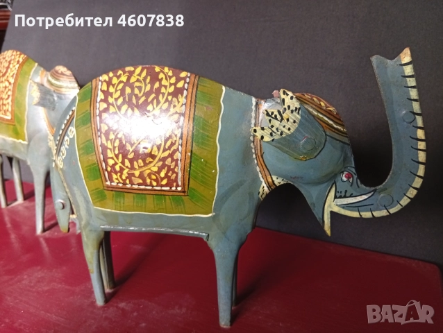 Слон,слончета метал ръчно рисувани 50-20 см, снимка 2 - Декорация за дома - 52140053
