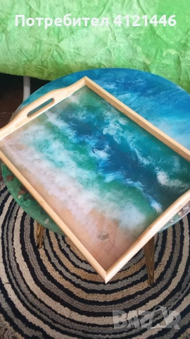 Холна маса в комплект с часовник и поднос., снимка 5 - Маси - 53590625