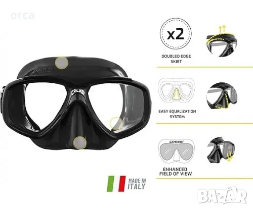 Италиански комплект маска за гмуркане с шнорхел Cressi Snorkeling Combo Adult Made in Italy, снимка 2 - Такъми - 46837567