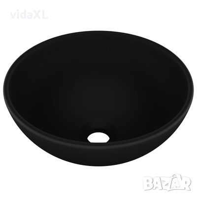 vidaXL Мивка за баня лукс кръгла матово черна 32,5x14 см керамика(SKU:146975, снимка 1 - Мивки - 45570321