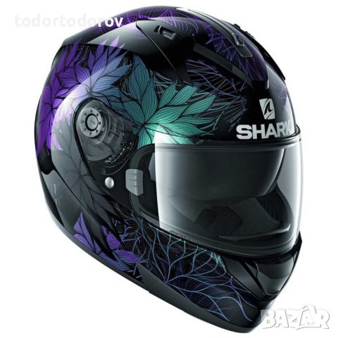 Каска за мотор SHARK RIDILL 1.2 NELUM PURPLE S 55-56см вградени очила, снимка 1 - Аксесоари и консумативи - 46163421