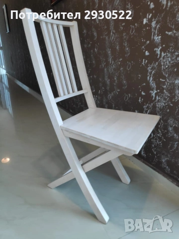 Бели масивни столове сгъваеми 4 бр., снимка 2 - Столове - 53595700