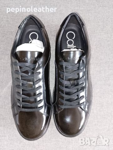 CALVIN KLEIN Forster B4F2103 Shark Lace up Low Sneakers Shiny Black Leather, 43 и 44, снимка 2 - Спортни обувки - 46398228
