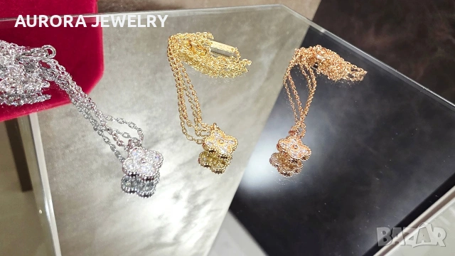 Van Cleef & Arpels VCA Gold Diamond Sweet Alhambra Clover Дамско Колие, снимка 9 - Колиета, медальони, синджири - 53918505