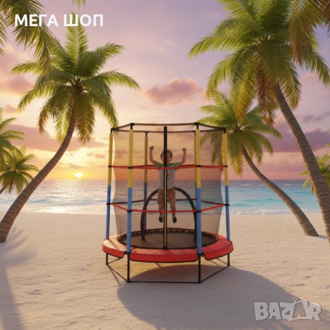 Батут 4,5ft 140см с вътрешна мрежа - червен, снимка 3 - Други - 53879644