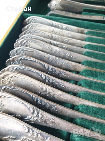 Комплект посребрени прибори, снимка 3 - Антикварни и старинни предмети - 53537398