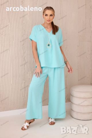 Дамски комплект с колие блуза + панталон, 13цвята , снимка 15 - Комплекти - 46399253