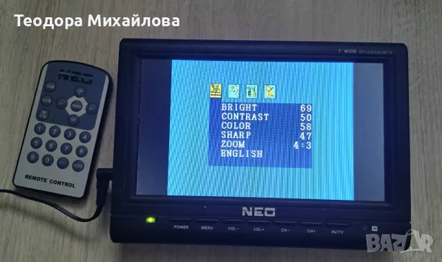 Портативен телевизор 7 инча TFT Neo, снимка 2 - Телевизори - 49608019