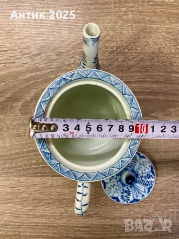 Античен холандски порцеланов чайник „Long Eliza“, Mosa, ок. 1900 г., снимка 8 - Антикварни и старинни предмети - 53368639