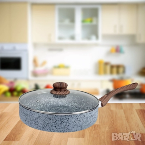 Тиган с капак Voltz Siena, Дълбок, Мраморно каменно керамично покритие, снимка 4 - Съдове за готвене - 52138231